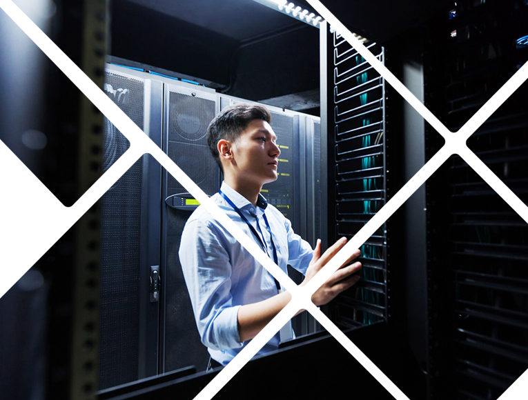 Man In Server Room